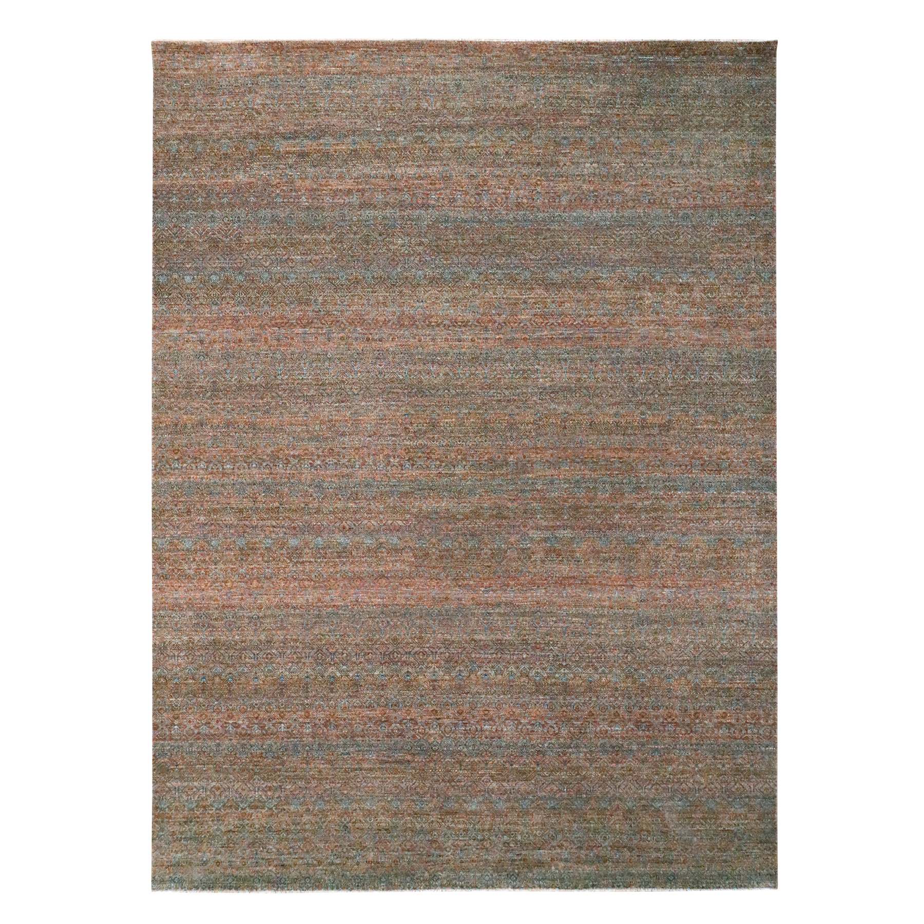 9'x12' Rust Red, Tone on Tone, Kohinoor Herat Pattern, Small Geometric Repetitive Diamond Design, Hand Knotted, Soft Wool, Oriental Rug 